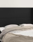 vidaXL Горна табла с уши черна 147x16x118/128 см изкуствена кожа