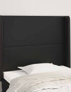 vidaXL Горна табла с уши черна 83x16x118/128 см изкуствена кожа