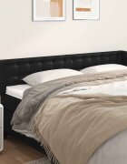 vidaXL Горна табла с уши черна183x23x78/88 см изкуствена кожа