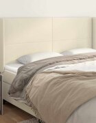 vidaXL Горна табла с уши кремава 163x16x118/128 см изкуствена кожа