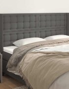 vidaXL Горна табла с уши сива 203x16x118/128 см изкуствена кожа