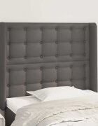 vidaXL Горна табла с уши сива 93x16x118/128 см изкуствена кожа