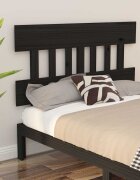 vidaXL Горна табла за легло черна 1435x3x81 см бор масив