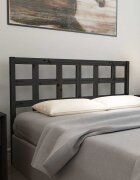 vidaXL Горна табла за легло черна 1455x4x100 см бор масив