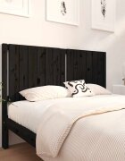 vidaXL Горна табла за легло черна 1455x4x100 см бор масив