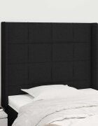 vidaXL Горна табла за легло с уши черна 103x16x118/128 см плат