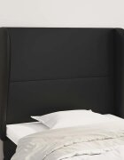 vidaXL Горна табла за легло с уши черна 103x23x118/128 см еко кожа