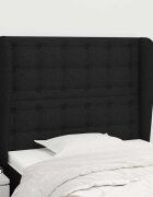 vidaXL Горна табла за легло с уши черна 103x23x118/128 см плат