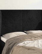vidaXL Горна табла за легло с уши черна 147 x 23 x 118/128 см кадифе