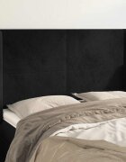 vidaXL Горна табла за легло с уши черна 147x16x118/128 см кадифе