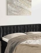 vidaXL Горна табла за легло с уши черна 147x23x78/88 см кадифе