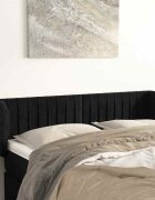 vidaXL Горна табла за легло с уши черна 147x23x78/88 см кадифе