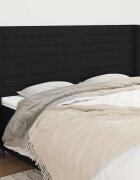 vidaXL Горна табла за легло с уши черна 163x16x118/128 см плат