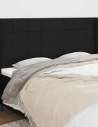 vidaXL Горна табла за легло с уши черна 183x23x118/128 см плат