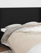 vidaXL Горна табла за легло с уши черна 183x23x118/128 см плат