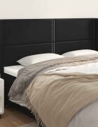 vidaXL Горна табла за легло с уши черна 203x23x118/128 см кадифе