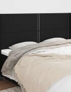 vidaXL Горна табла за легло с уши черна 203x23x118/128 см плат