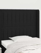 vidaXL Горна табла за легло с уши черна 83x16x118/128 см плат