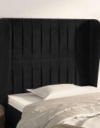 vidaXL Горна табла за легло с уши черна 83x23x118/128 см кадифе