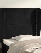 vidaXL Горна табла за легло с уши черна 83x23x118/128 см кадифе