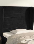 vidaXL Горна табла за легло с уши черна 83x23x118/128 см кадифе