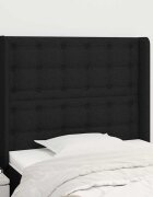 vidaXL Горна табла за легло с уши черна 93x16x118/128 см плат