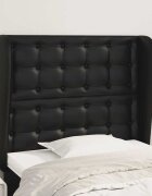 vidaXL Горна табла за легло с уши черна 93x23x118/128 см еко кожа