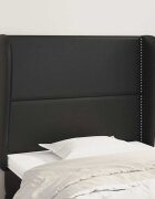 vidaXL Горна табла за легло с уши черна 93x23x118/128 см еко кожа