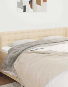 vidaXL Горна табла за легло с уши кремава 163x23x78/88 см плат