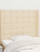 vidaXL Горна табла за легло с уши кремава 93x16x118/128 см плат