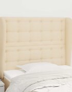 vidaXL Горна табла за легло с уши кремава 93x23x118/128 см плат