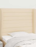vidaXL Горна табла за легло с уши кремава 93x23x118/128 см плат