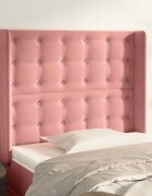 vidaXL Горна табла за легло с уши розова 83x16x118/128 см кадифе
