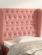 vidaXL Горна табла за легло с уши розова 93x23x118/128 см кадифе