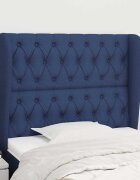 vidaXL Горна табла за легло с уши синя 103x23x118/128 см плат