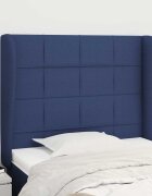 vidaXL Горна табла за легло с уши синя 103x23x118/128 см плат