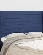 vidaXL Горна табла за легло с уши синя 147 x 23 x 118/128 см плат