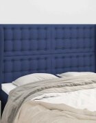 vidaXL Горна табла за легло с уши синя 147 x 23 x 118/128 см плат