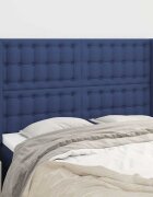 vidaXL Горна табла за легло с уши синя 147x16x118/128 см плат