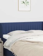 vidaXL Горна табла за легло с уши синя 147x23x78/88 см плат