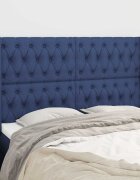 vidaXL Горна табла за легло с уши синя 163x16x118/128 см плат