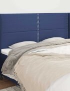 vidaXL Горна табла за легло с уши синя 183x23x118/128 см плат