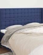 vidaXL Горна табла за легло с уши синя 183x23x118/128 см плат