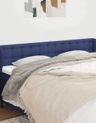 vidaXL Горна табла за легло с уши синя 183x23x78/88 см плат