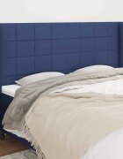 vidaXL Горна табла за легло с уши синя 203x23x118/128 см плат