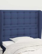 vidaXL Горна табла за легло с уши синя 83x23x118/128 см плат