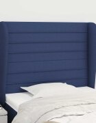 vidaXL Горна табла за легло с уши синя 83x23x118/128 см плат