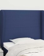 vidaXL Горна табла за легло с уши синя 83x23x118/128 см плат