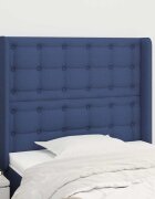 vidaXL Горна табла за легло с уши синя 93x16x118/128 см плат