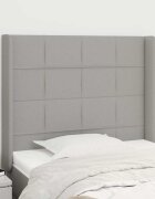 vidaXL Горна табла за легло с уши светлосива 103x16x118/128 см плат